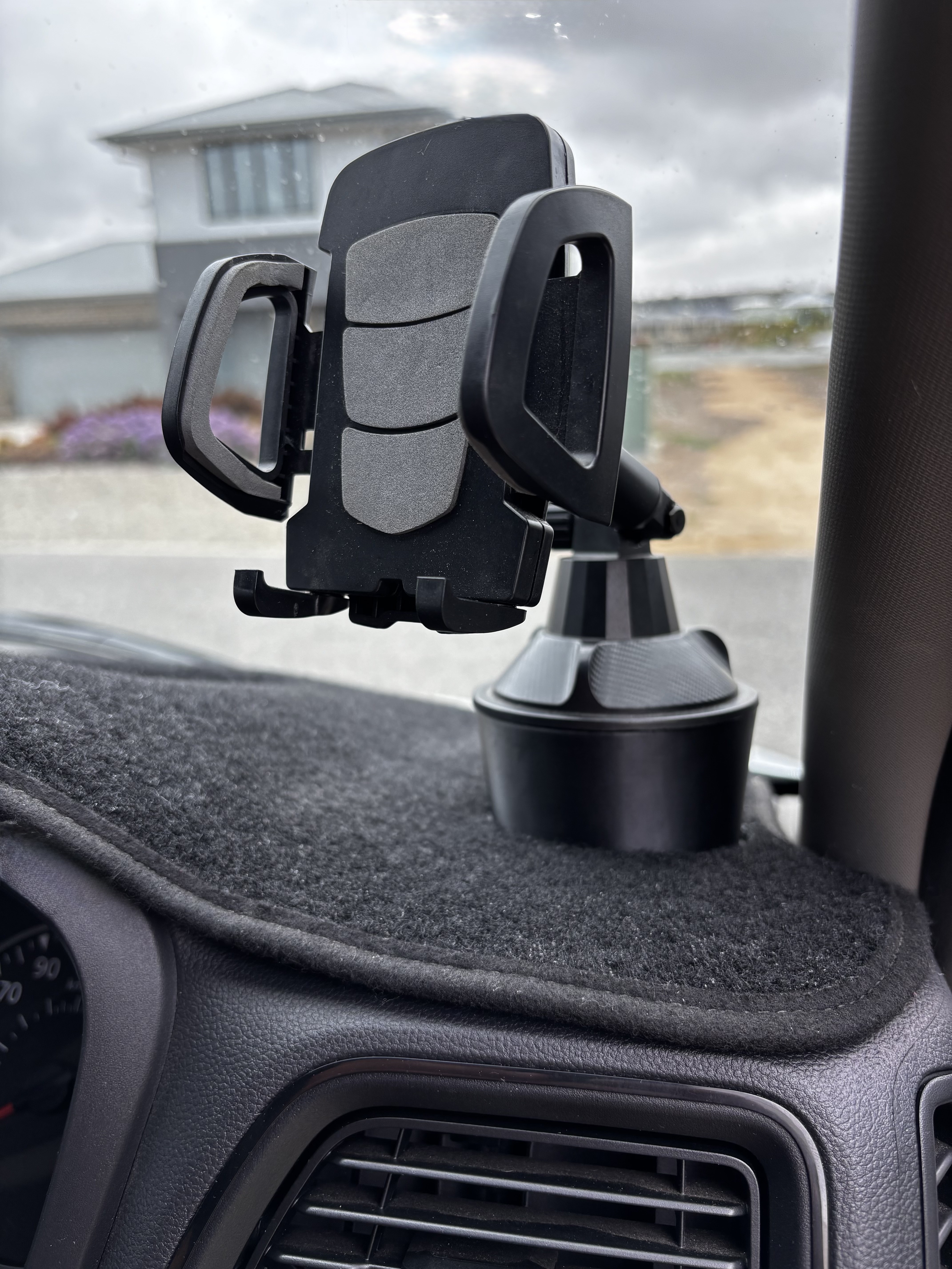 Renault Cup Holder Insert fitted with phone mount