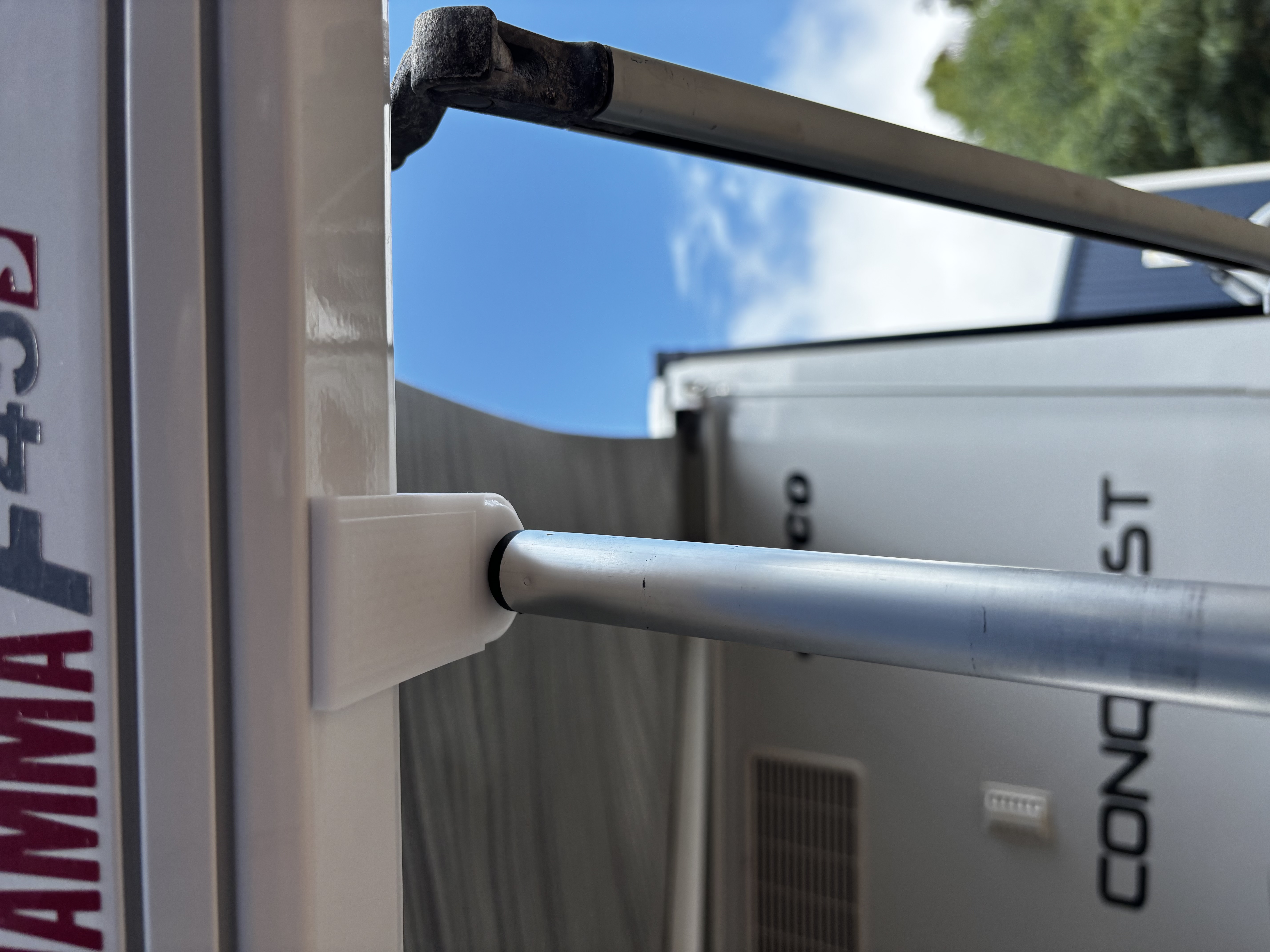 Fiamma Awning Tent Pole Support pole mount close-up