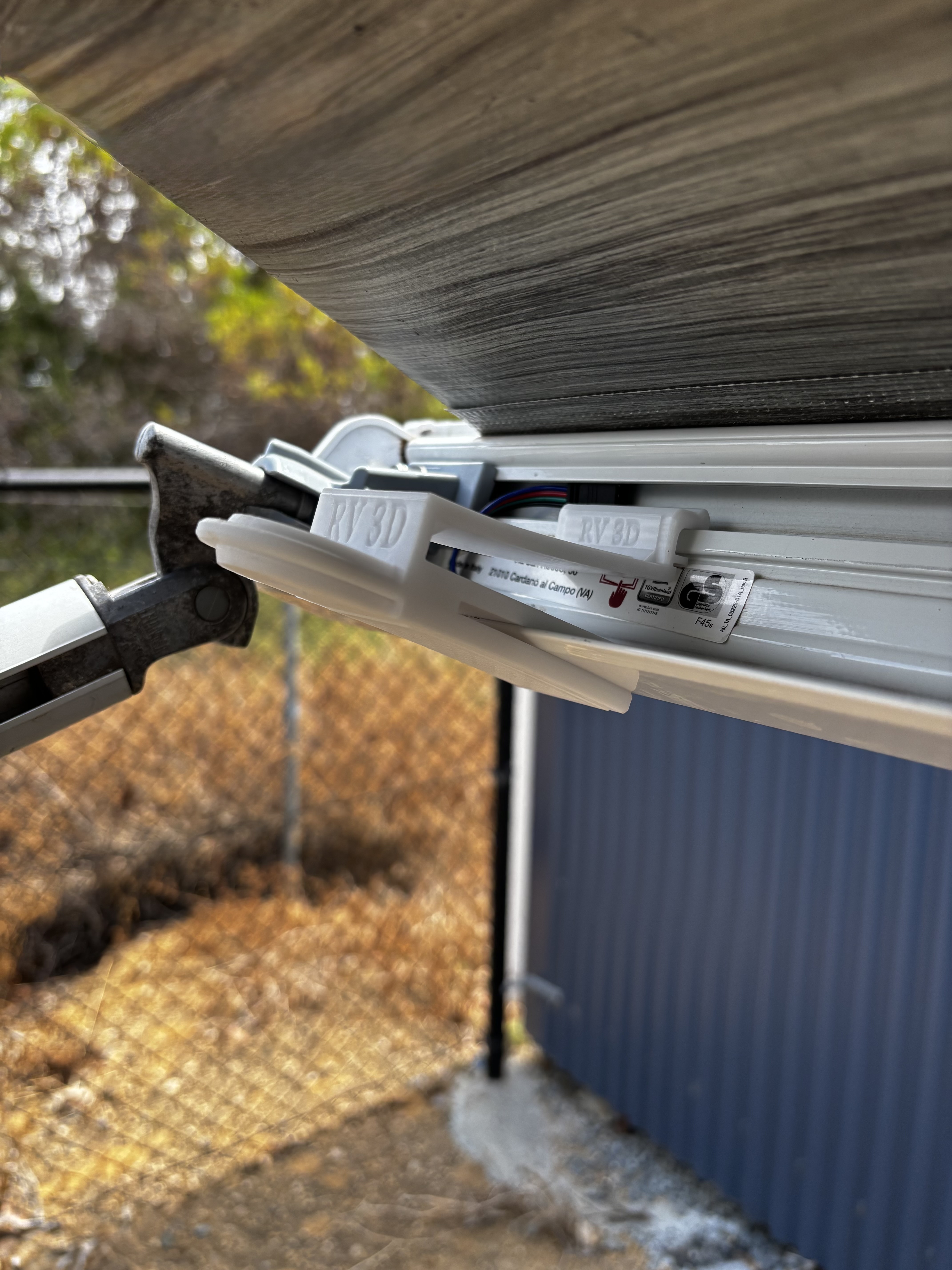 Fiamma Awning Tent Pole Support dual clip detail