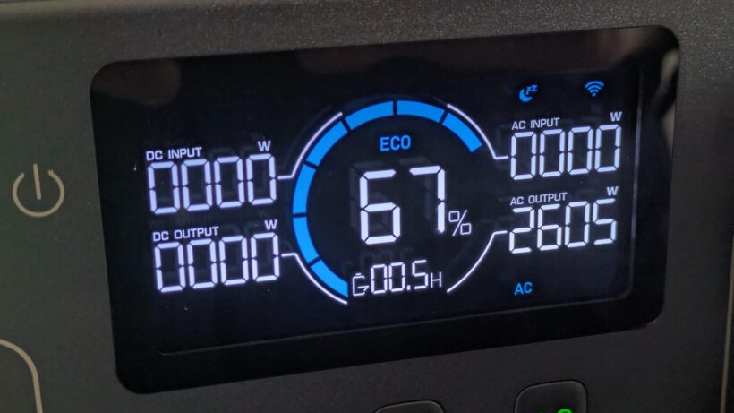 Close-up of the display panel