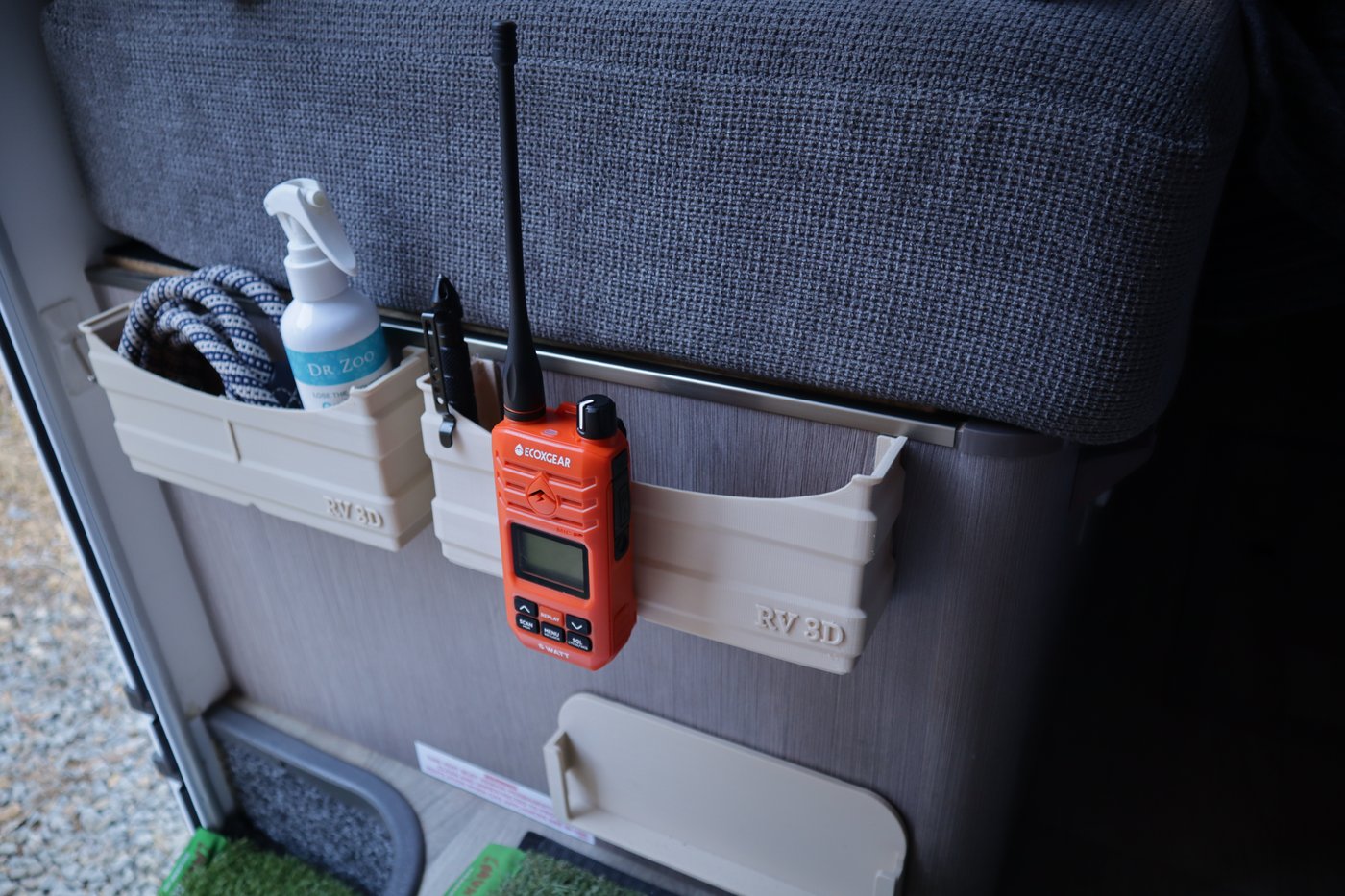 EXG510S clipped into an RV3D door pocket accessory