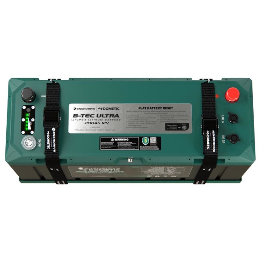 Top view showing the on/off switch, LED indicator and terminals