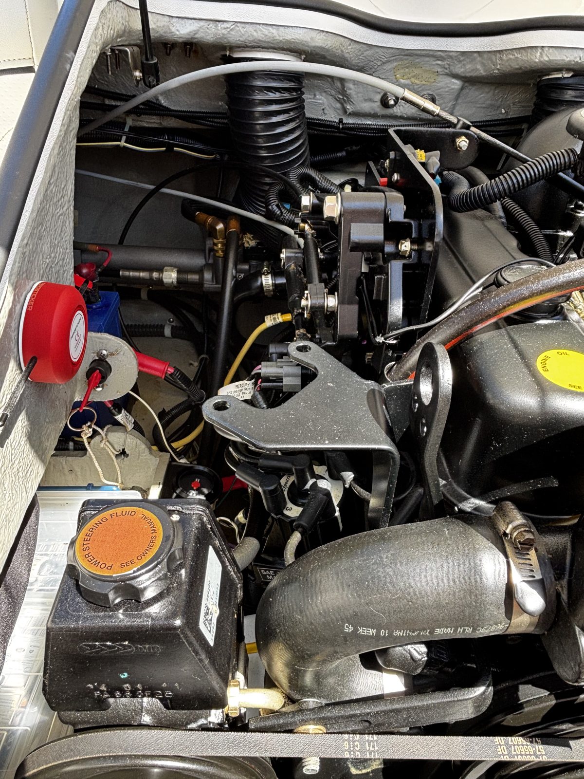 Engine bay with a Ferosticker device fitted
