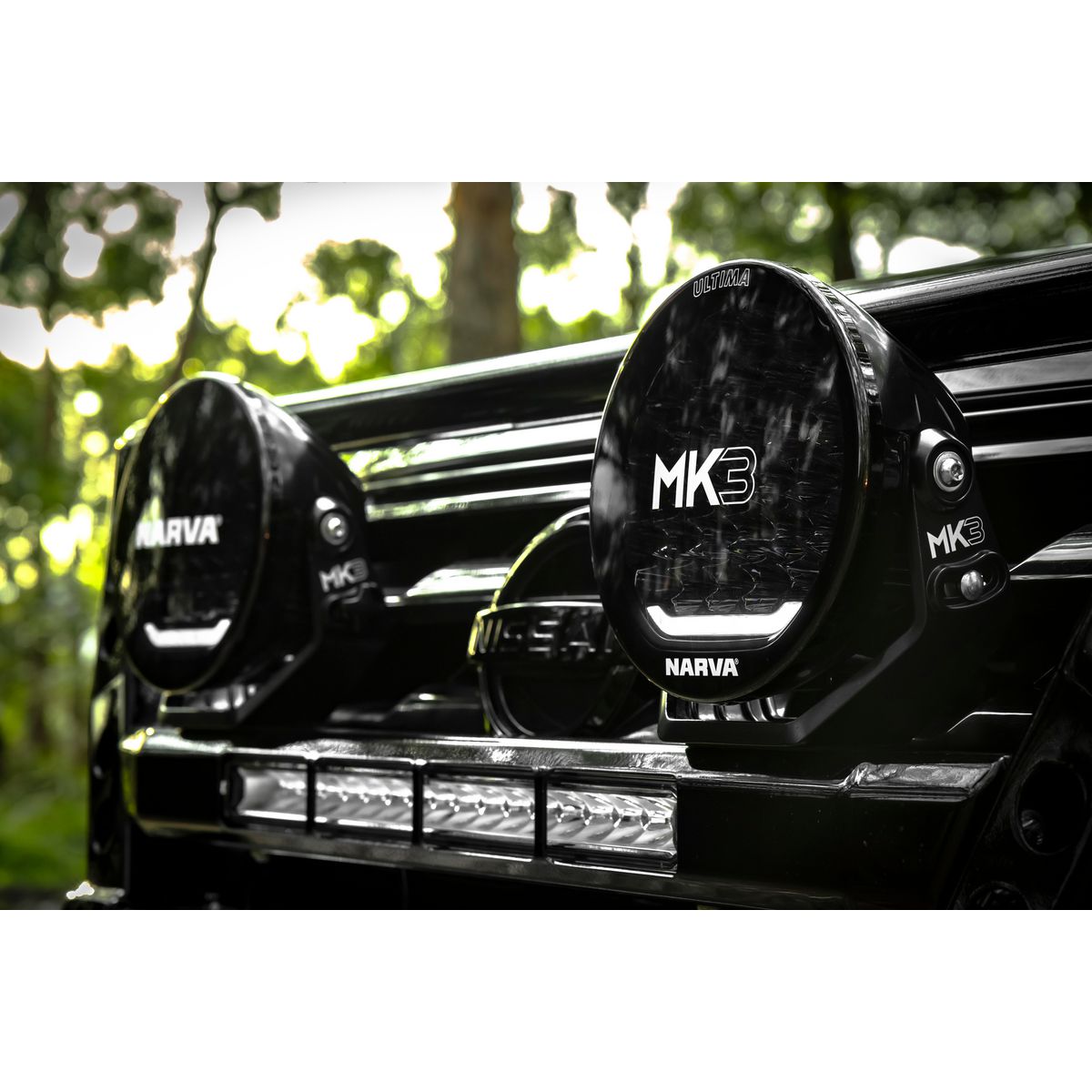 Lights mounted on a vehicle bull bar