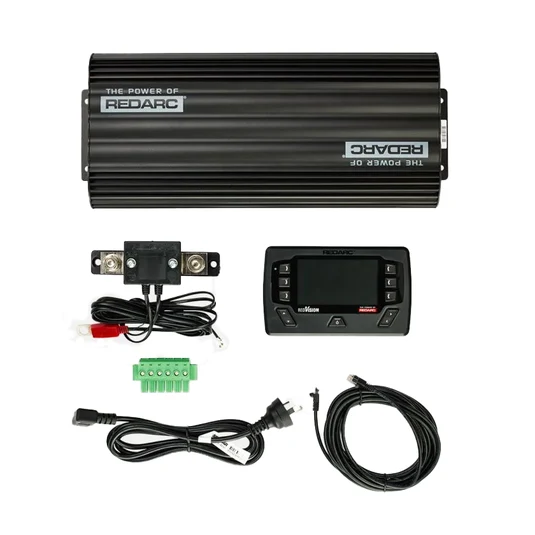 Full kit contents: unit, RedVision display, shunt and wiring accessories