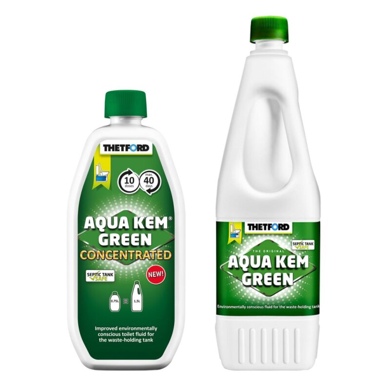 Concentrated formula shown next to the original Aqua Kem Green