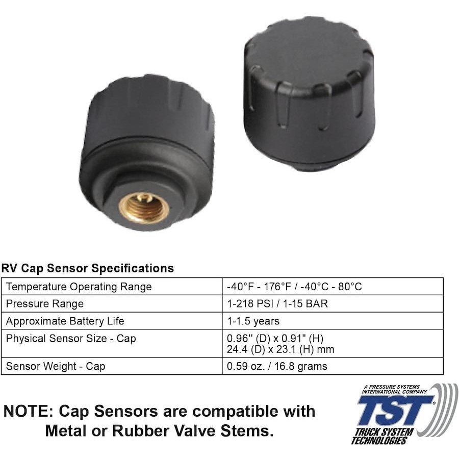 Close-up of the cap sensors and specifications