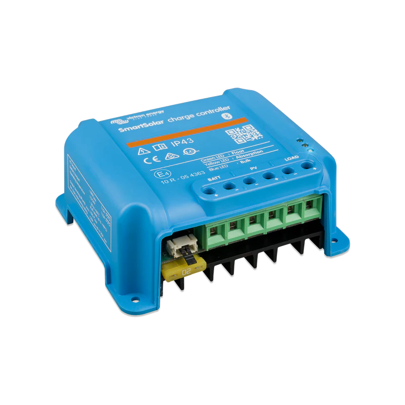 Close-up of the battery, PV and load terminal block
